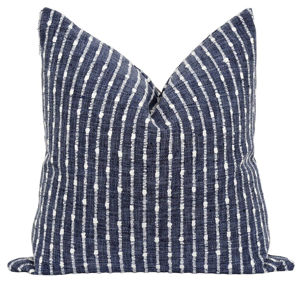 Aberdeen Marina Blue Woven Stripe Pillow - Land of Pillows