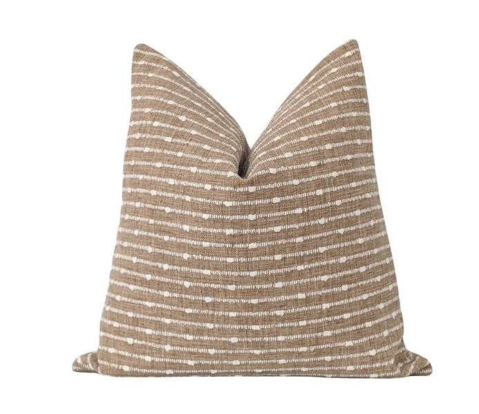 Aberdeen Woven Tan and Cream Stripe Pillow - Land of Pillows