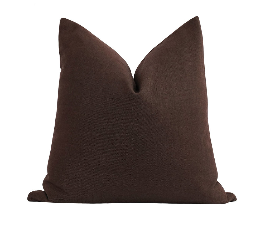 Bay Brown Solid Linen Pillow - Land of Pillows
