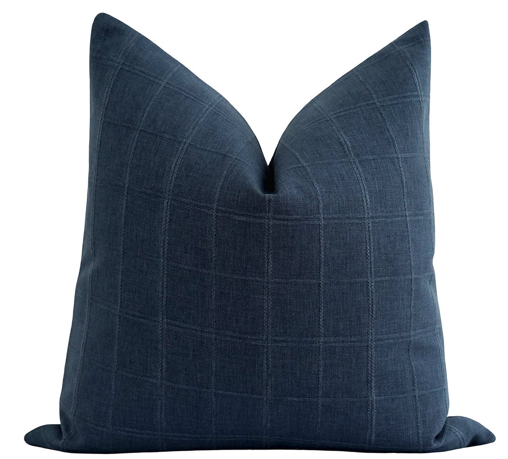 Beaufort Navy Blue Plaid Pillow - Land of Pillows