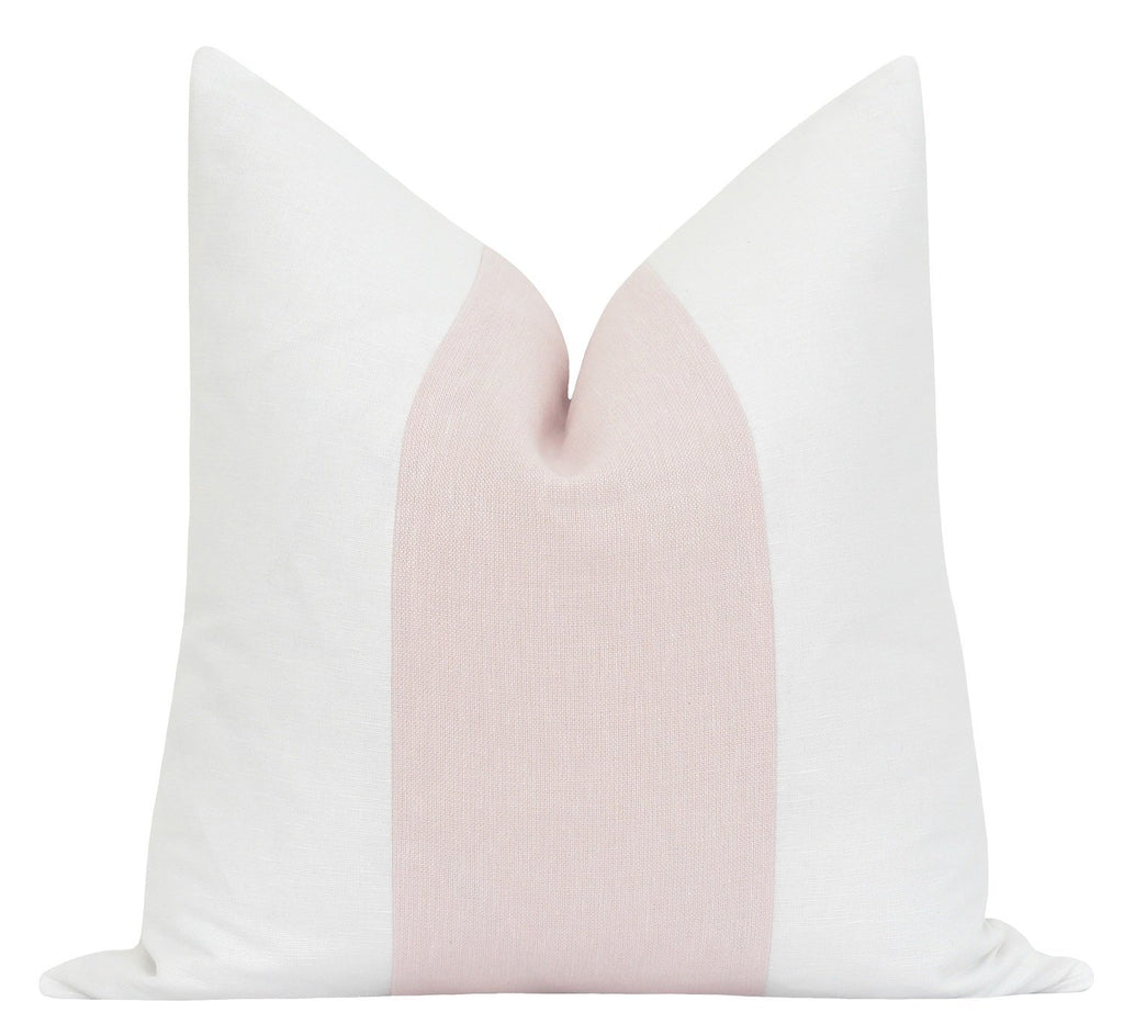 Bi Color Linen Panel Blush Pillow - Land of Pillows