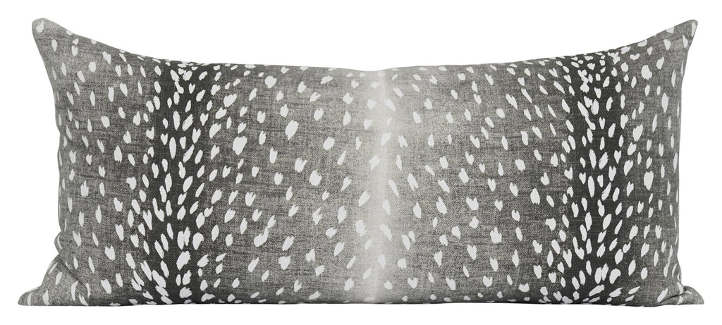 Charcoal Grey Antelope Fawn Deer Print Linen Pillow - Land of Pillows