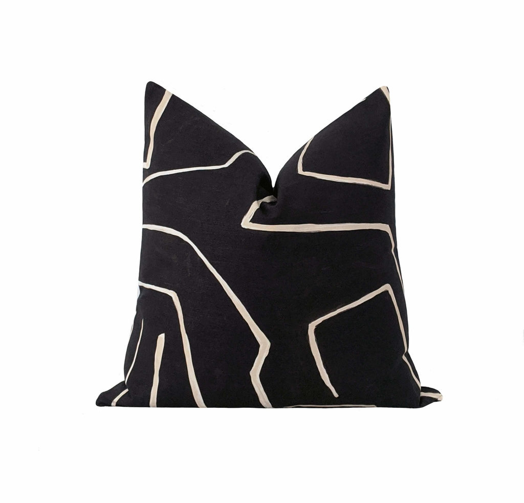 Kelly Wearstler Graffito Black and Cream Abstract Pillow - Land of Pillows
