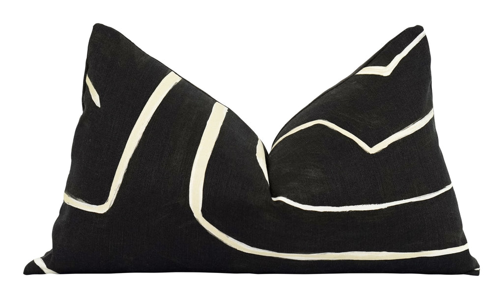 Kelly Wearstler Graffito Black and Cream Abstract Pillow - Land of Pillows