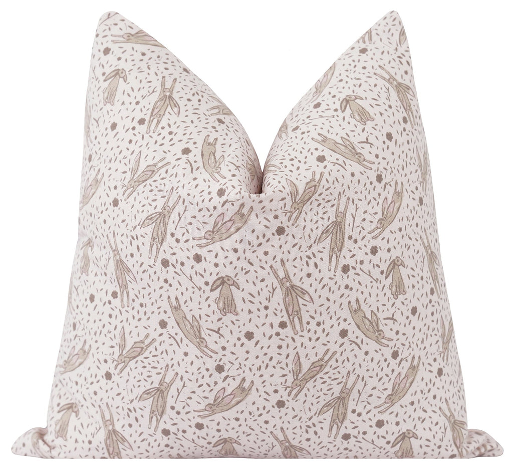 Rabbit Blush Pink Print Pillow - Land of Pillows