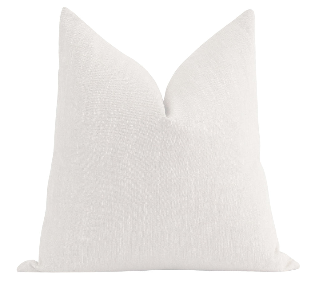 Solid Bright White Linen Pillow - Land of Pillows