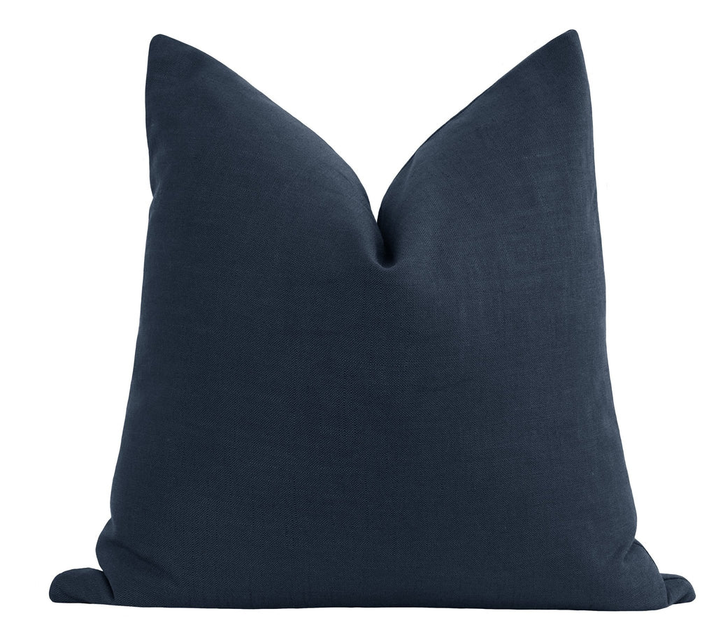 Solid Indigo Blue Linen Pillow - Land of Pillows