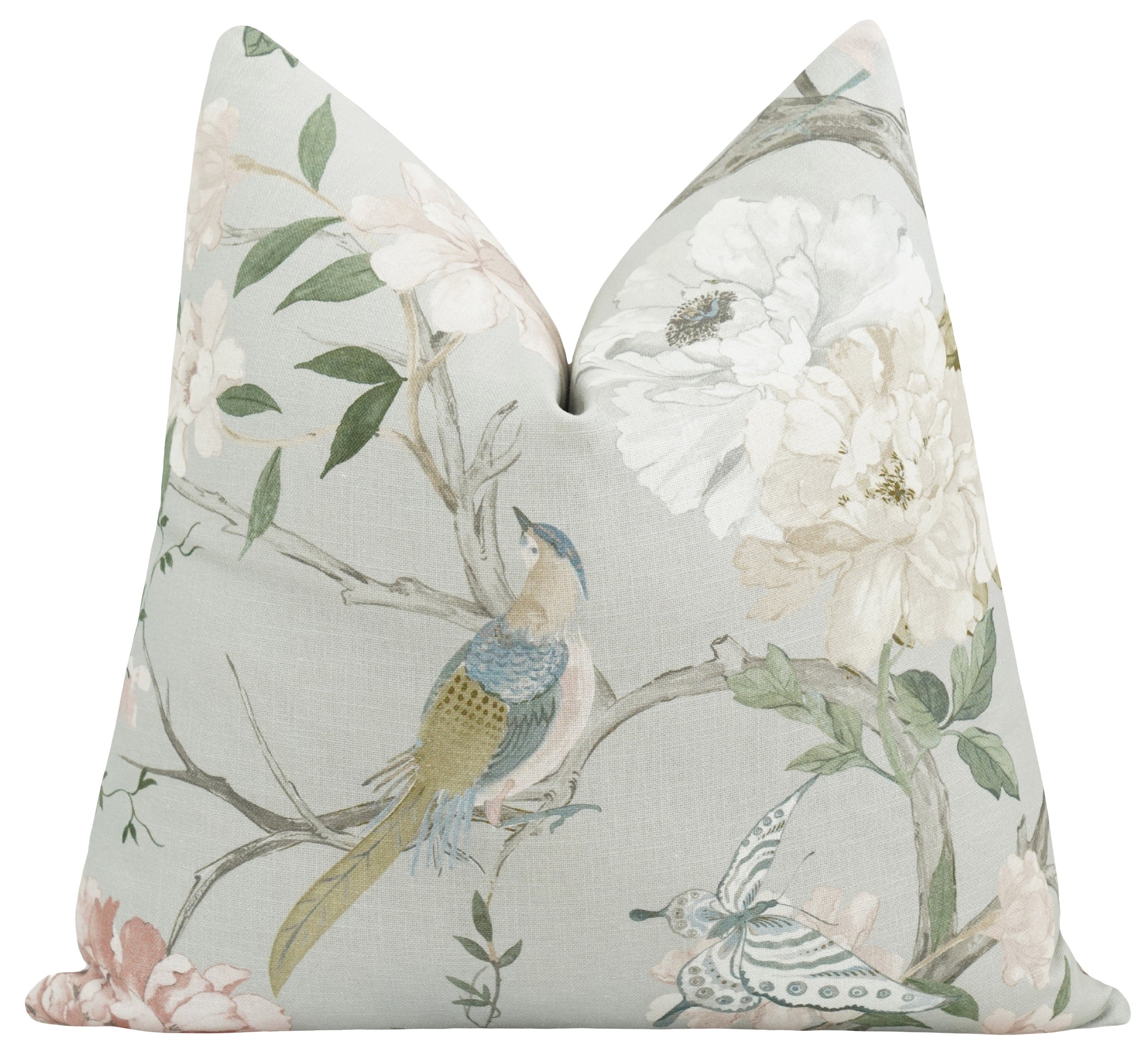 Highland Sea Salt Floral Bird Pillow