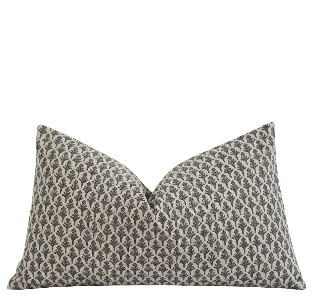 Lilburn Charcoal Floral Pillow - Land of Pillows