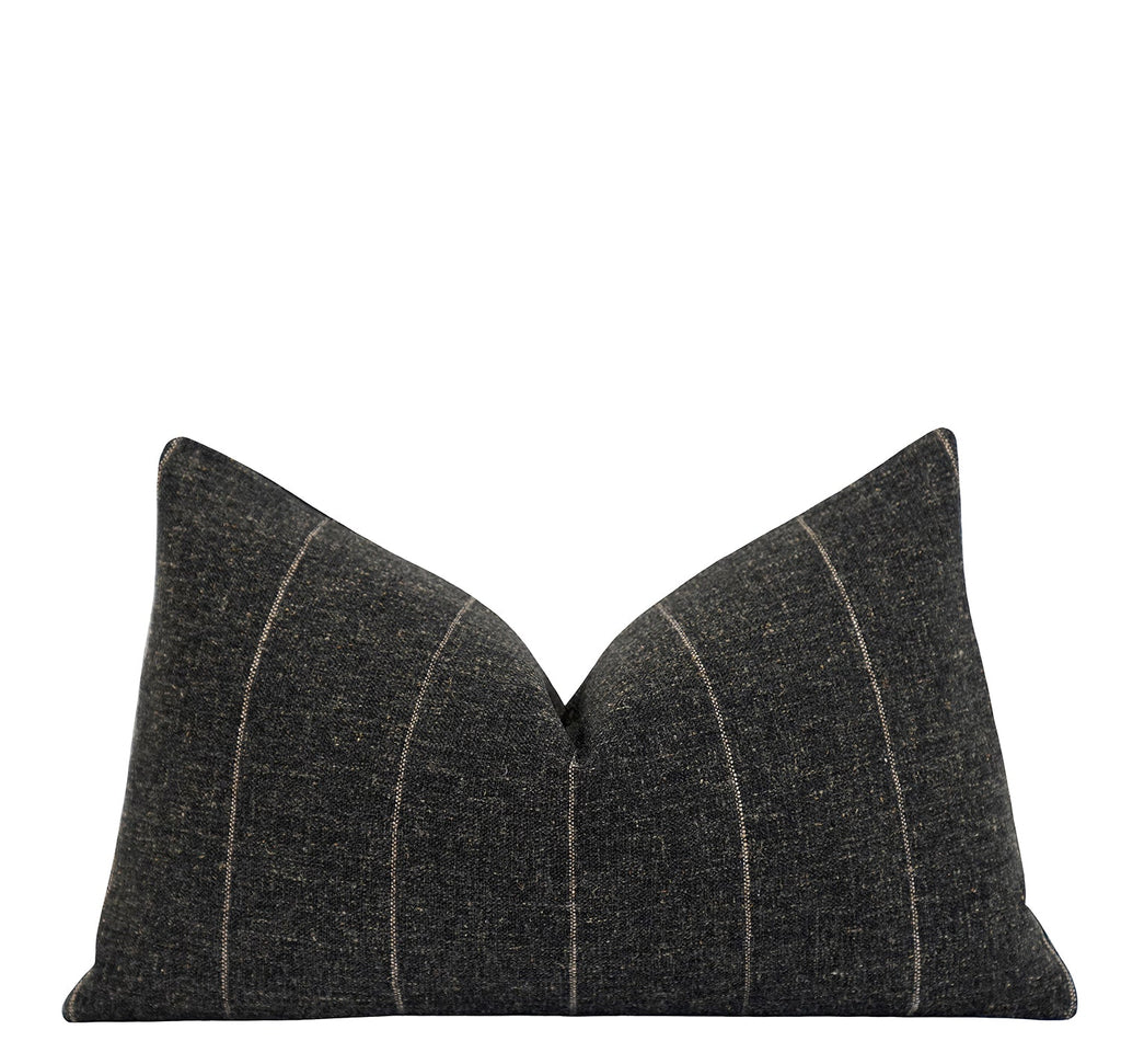 Rockville Charcoal Woven Stripe Pillow - Land of Pillows