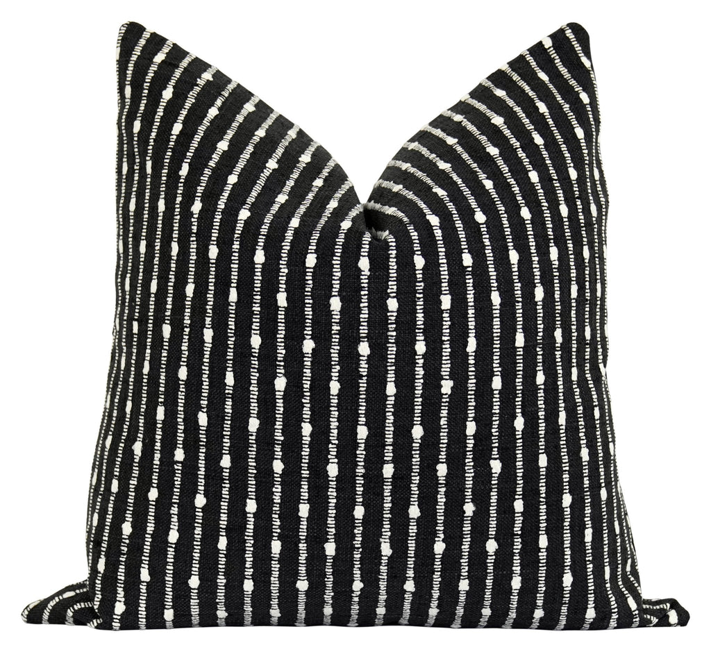 Aberdeen Black Woven Stripe Pillow - Land of Pillows