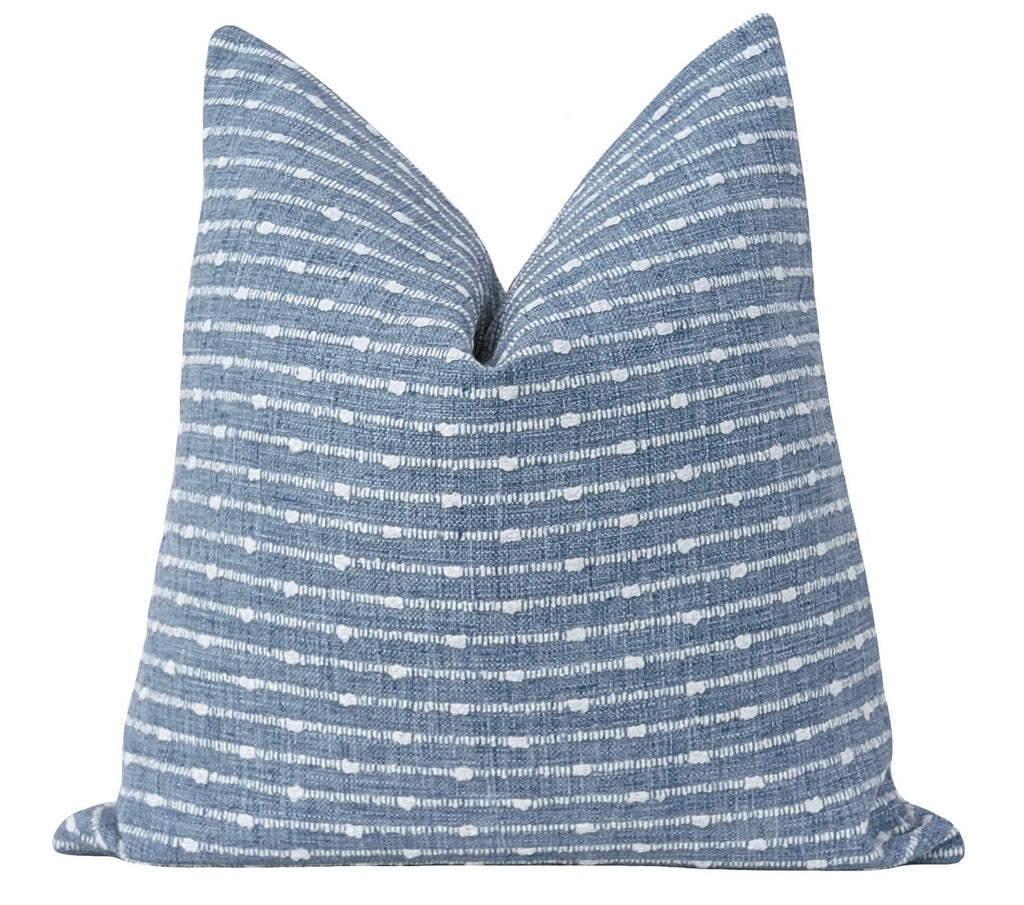 Aberdeen Woven Denim Blue Stripe Pillow - Land of Pillows