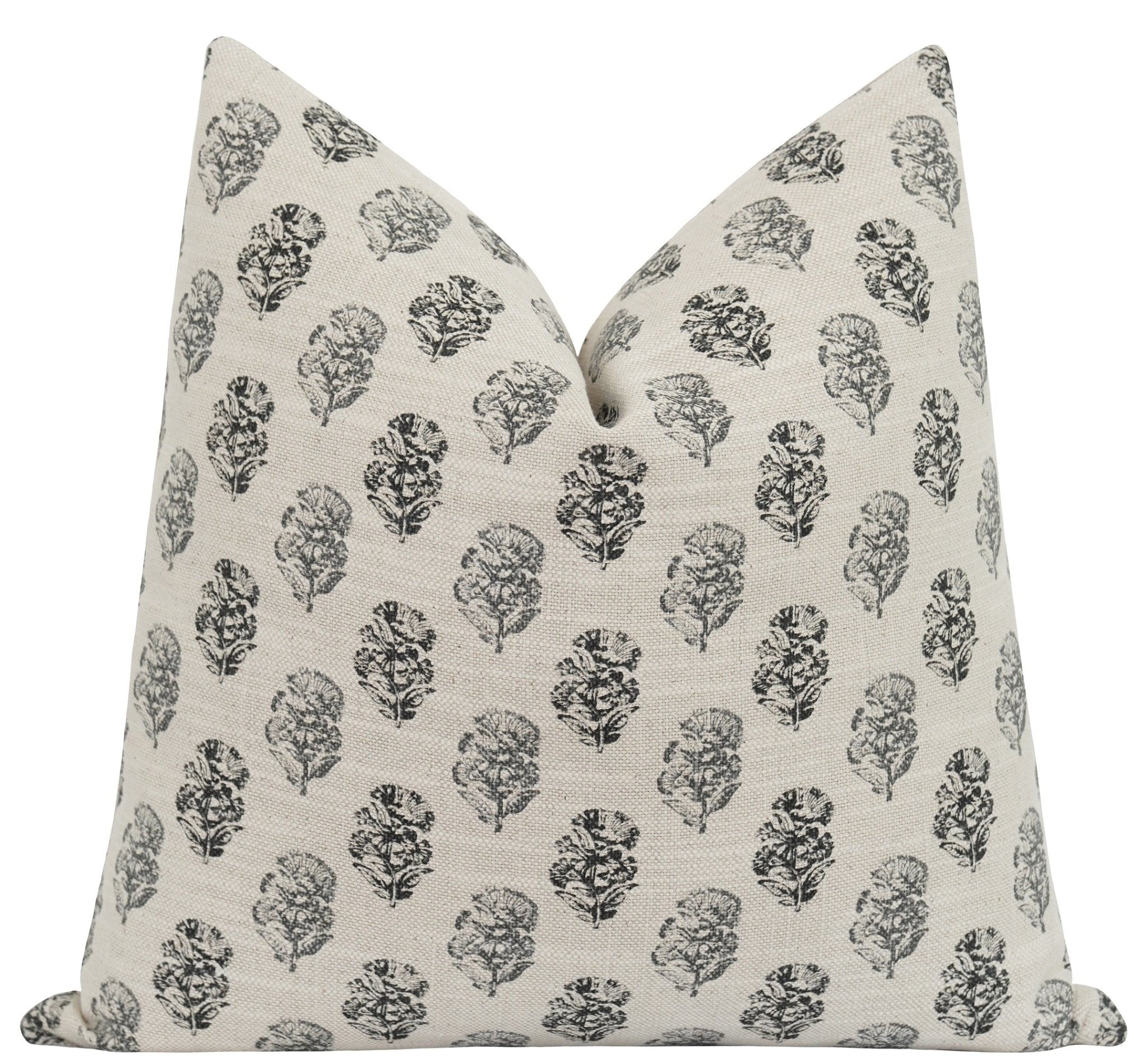 Charcoal Floral Pillow Cover | Dark B...