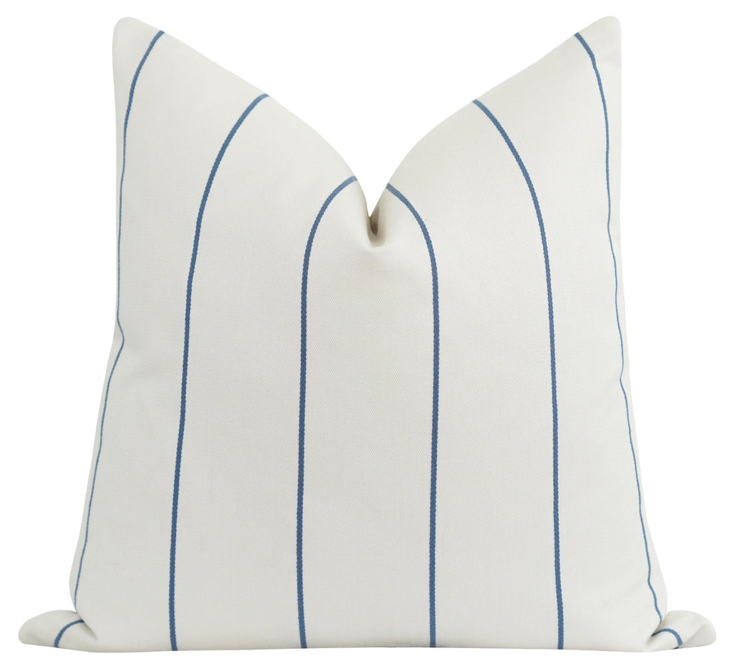 Chandler Blue Woven Stripe Pillow - Land of Pillows