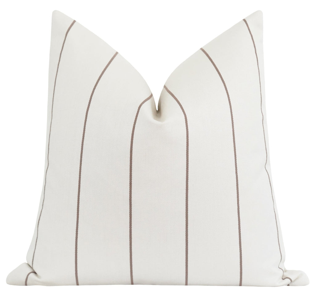 Chandler Cocoa Brown Woven Stripe Pillow - Land of Pillows