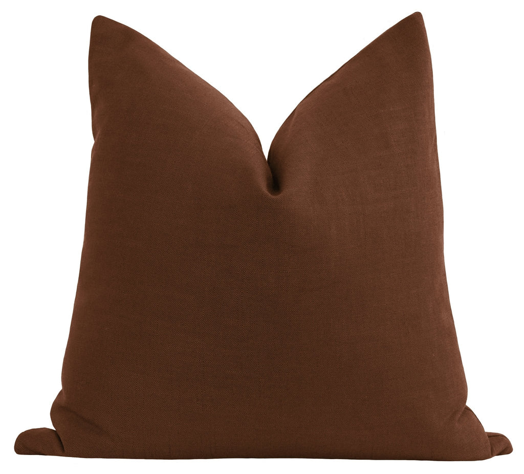 Espresso Brown Solid Linen Pillow - Land of Pillows