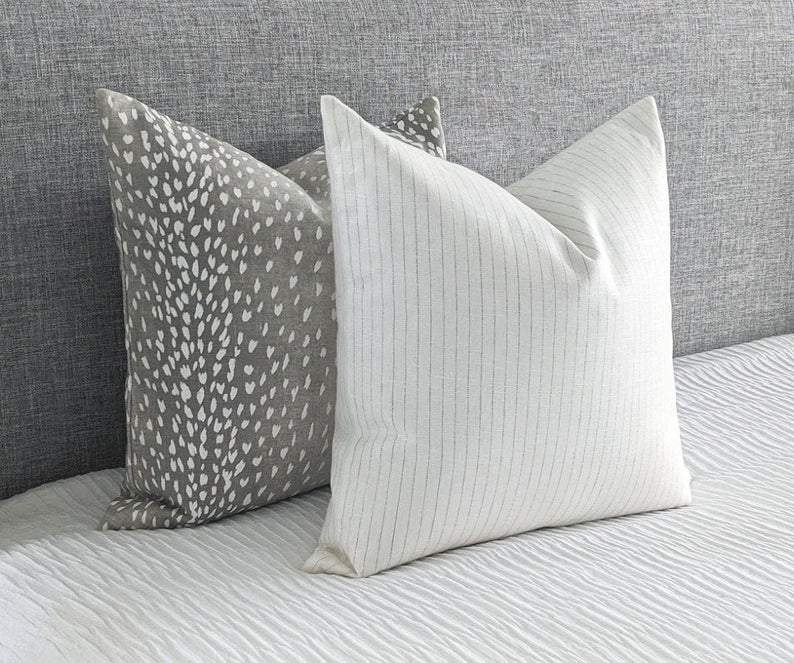 Grey Antelope Linen Fawn Deer Print Pillow - Land of Pillows