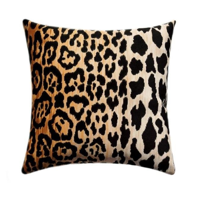 Jamil Natural Velvety Cheetah Print Pillow - Land of Pillows