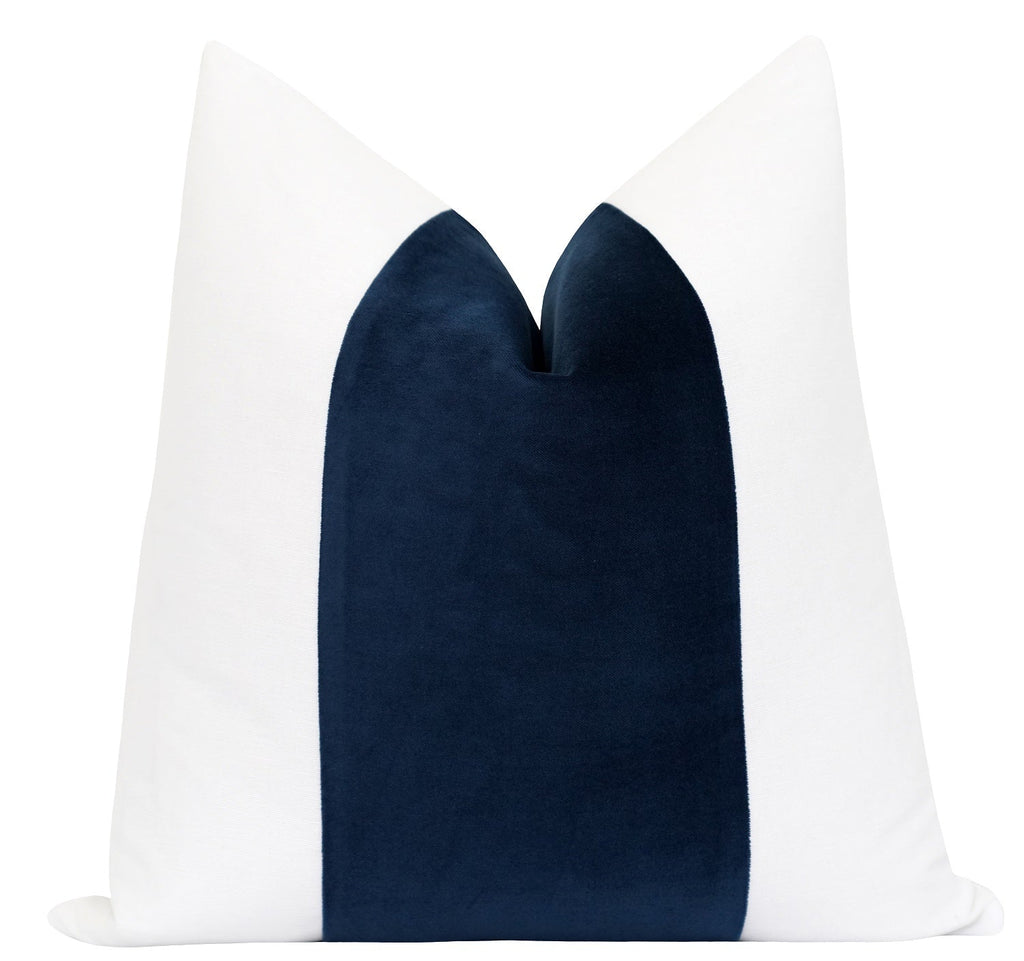 Navy Colorblock Velvet Pillow - Land of Pillows