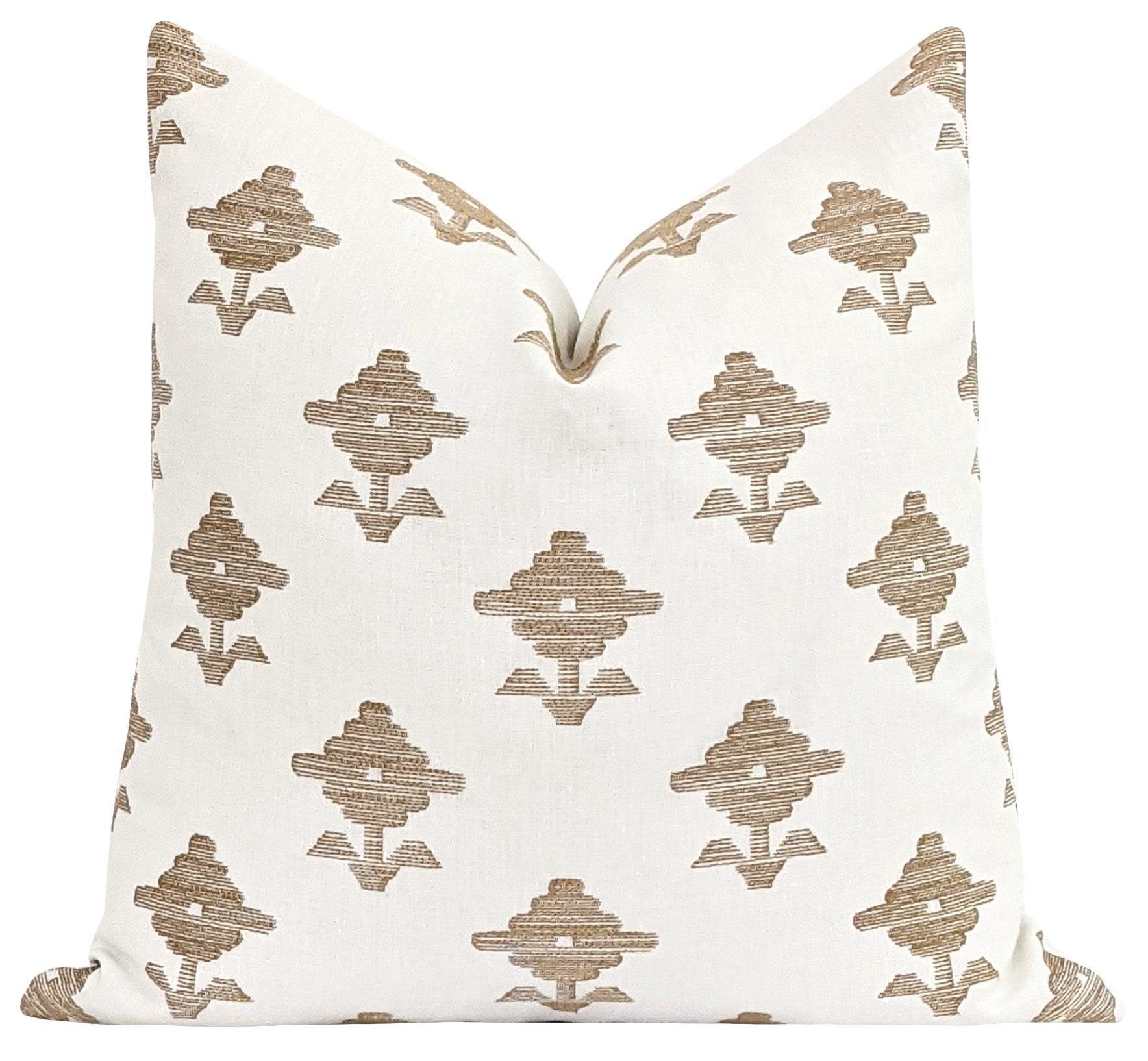 Ivory Embroidered Tufted Arch Throw Pillow