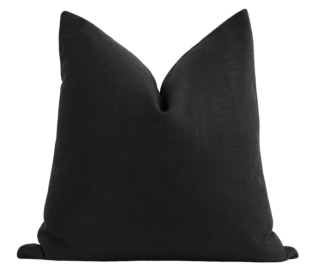 Solid Black Linen Pillow - Land of Pillows