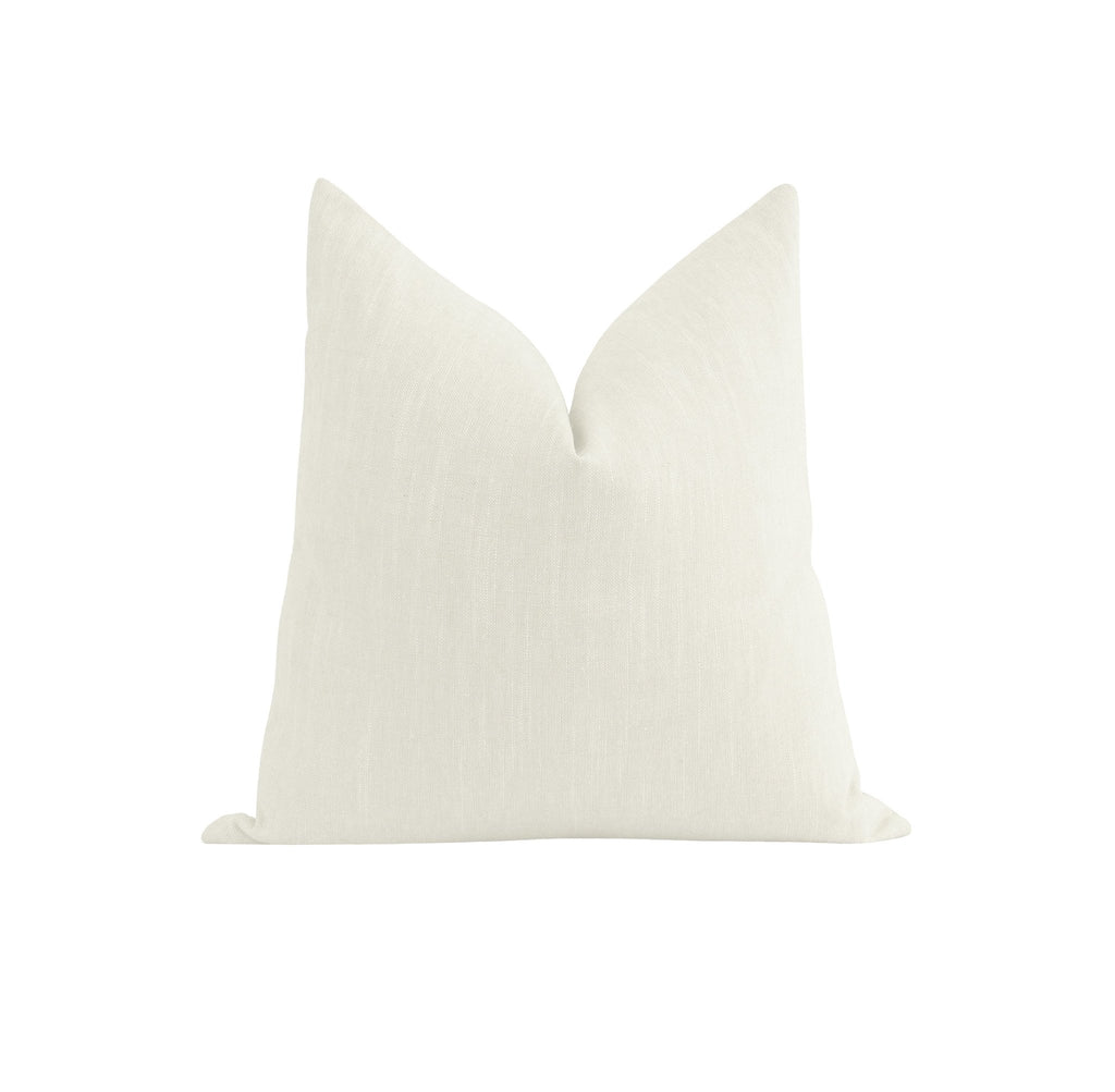 Solid Creamy Ivory Linen Pillow - Land of Pillows