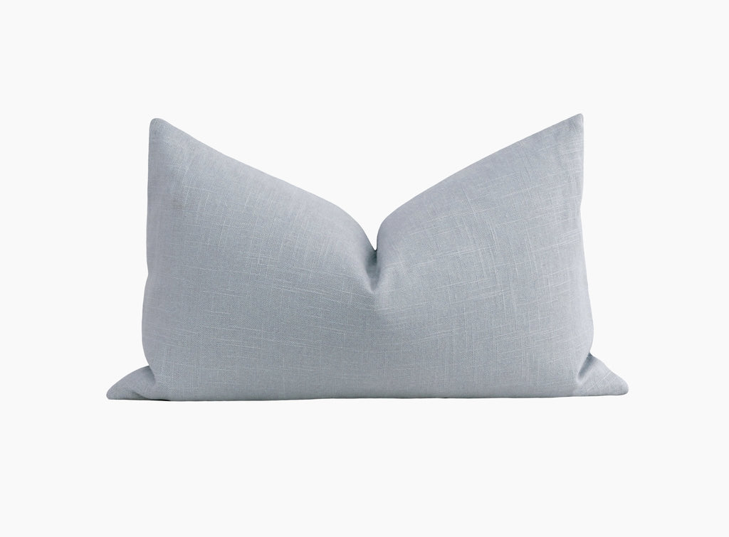 Solid Rain Blue Linen Pillow - Land of Pillows