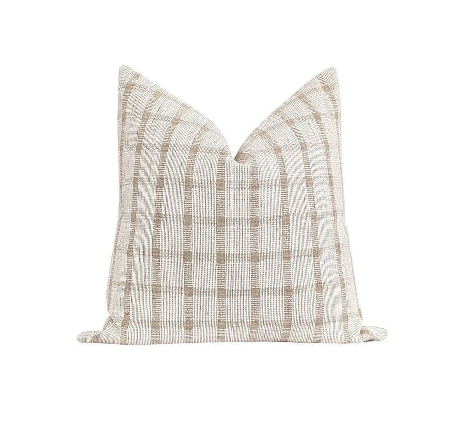 Toccoa Woven Natural Plaid Pillow