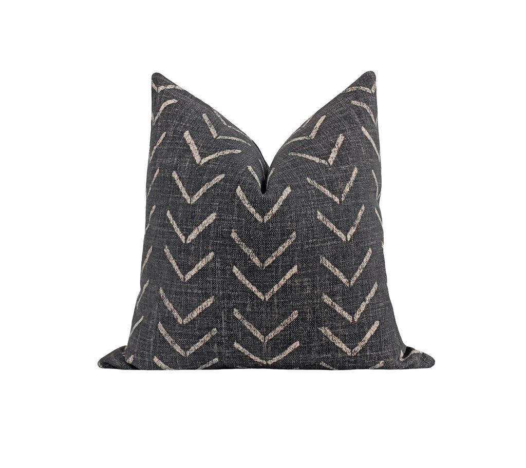 Tribal Arrow Onyx Black Mud Cloth Print Pillow - Land of Pillows