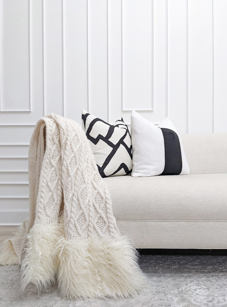 White and Black Colorblock Pillow - Land of Pillows