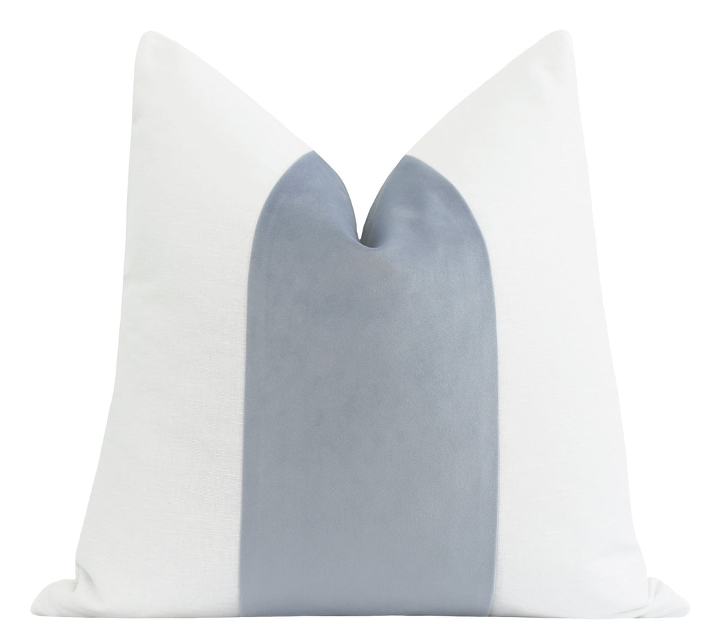 Zen Blue Colorblock Velvet Pillow - Land of Pillows